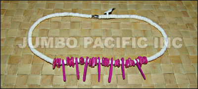 Shell Heishe Necklace with coco indian stick