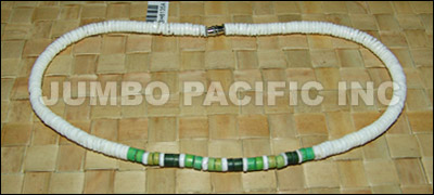 Shell Heishe Necklace with coco heishe green tones